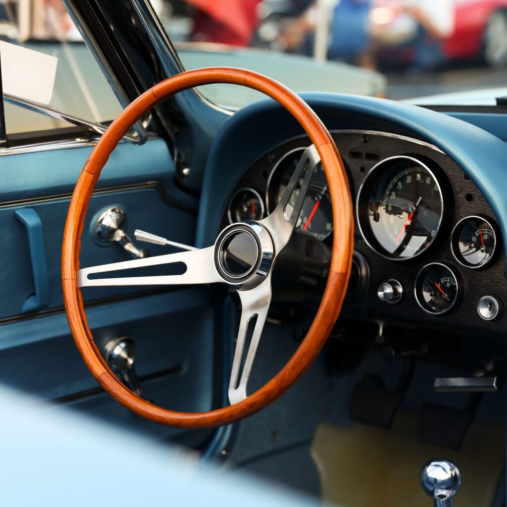 classic retro vintage blue car precision engineering in coventry