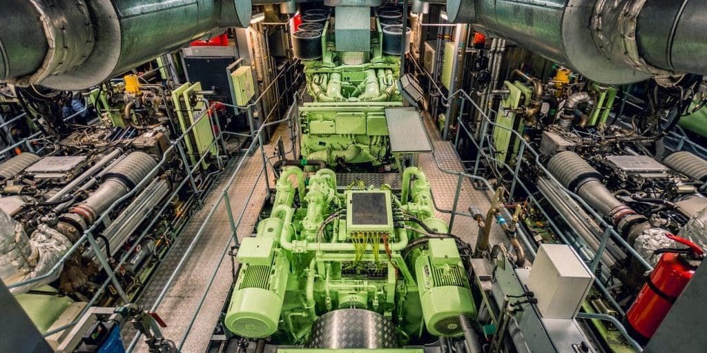 Industrial green machine and engine room of ship ship engine room